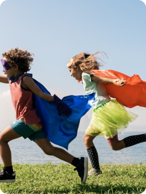 Two children playing, one in green shirt